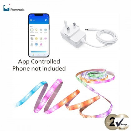 WiZ RGBIC LED Strip 5M with UK Plug | Smart Multicolor Lighting