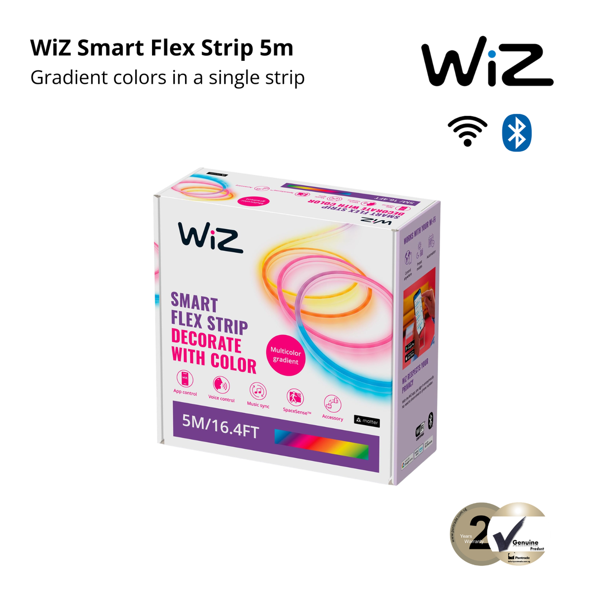 WiZ Neon LED Flex Strip 5M | Smart RGB Colour Light