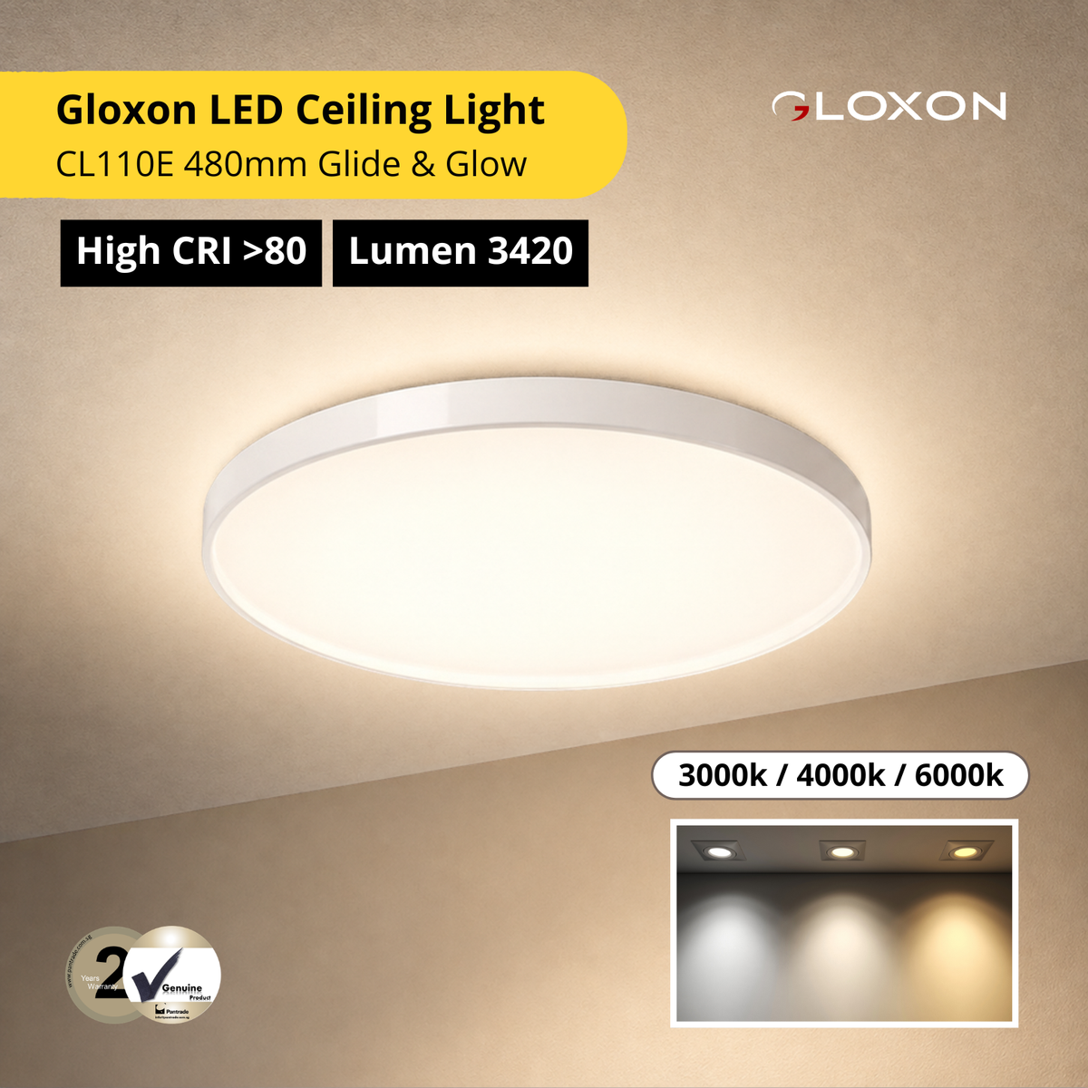 Gloxon 480mm Glide & Glow LED Ceiling Light CL110 E