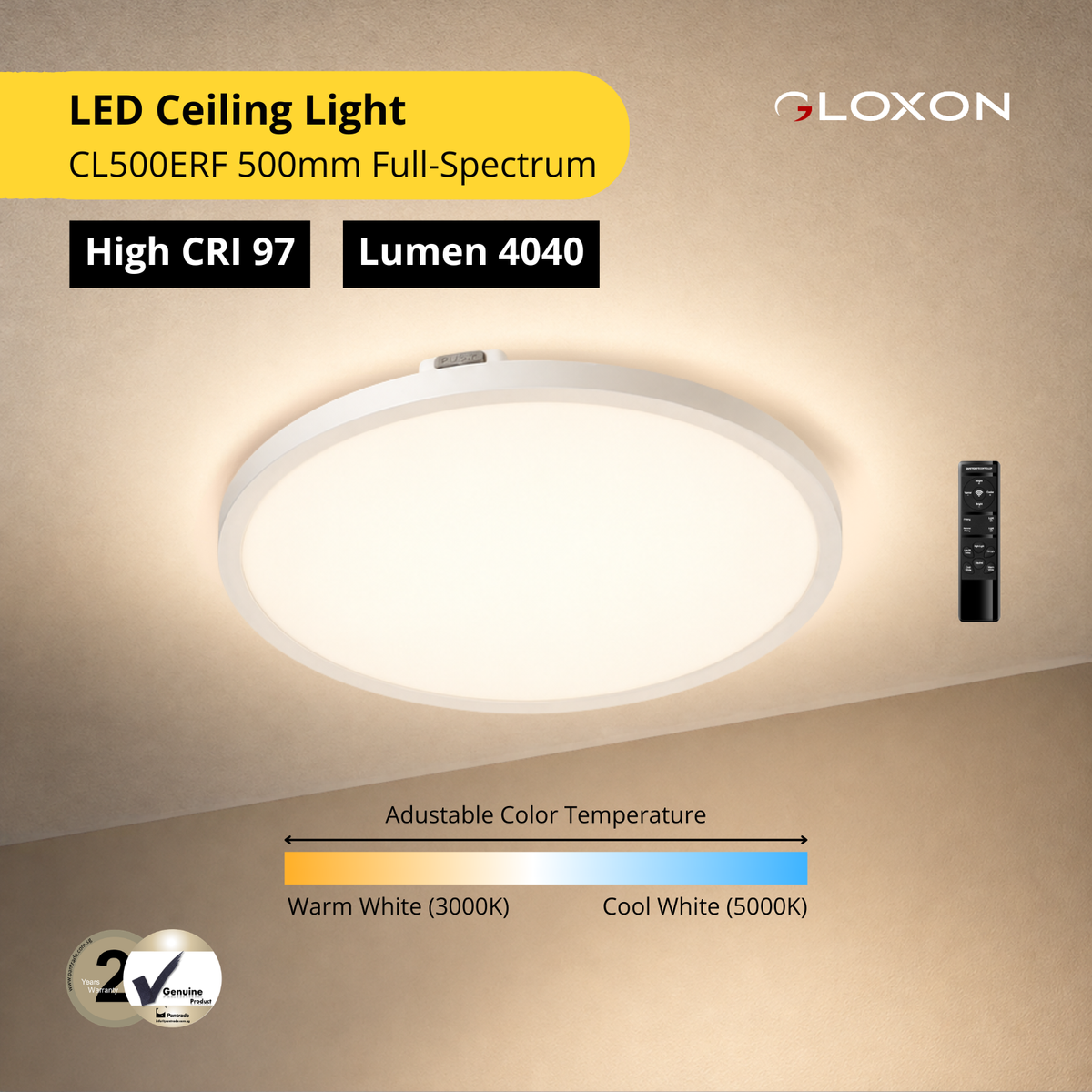 Gloxon 500mm GlideElite LED Ceiling Light CL500 ERF