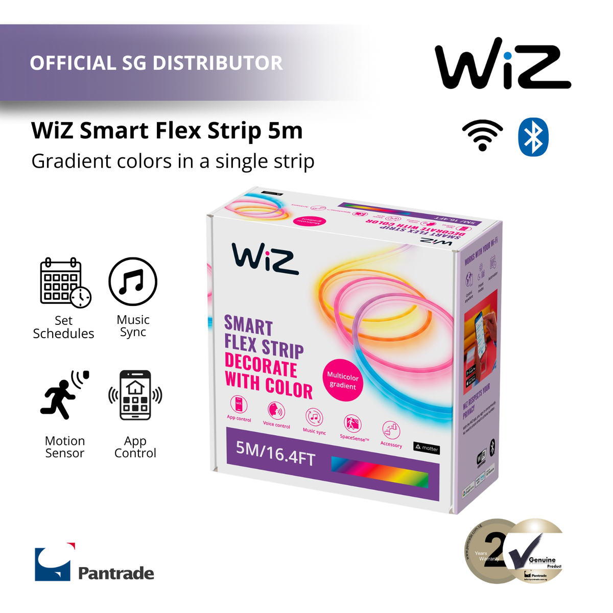 WiZ Neon LED Flex Strip 5M | Smart RGB Colour Light