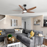 Gloxon 52" DC 5-Blades Downrod Ceiling Fan with LED Light CF5103 LR