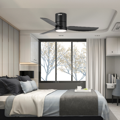 Gloxon 45" DC 3-Blades Hugger Ceiling Fan with LED Light CF3201 LR