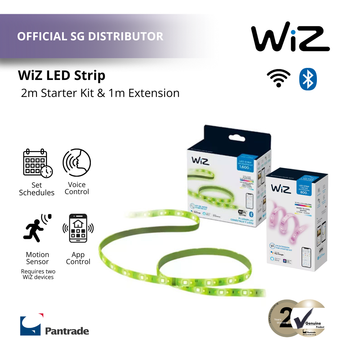 WiZ Wi-Fi LED Strip 2M 1600lm Starter Kit and 1M 800lm extension