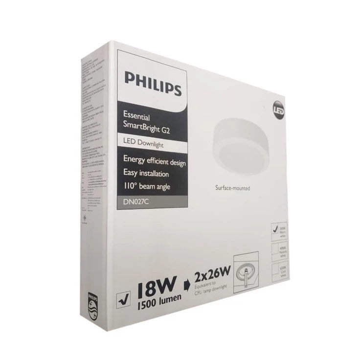Philips Essential LED SmartBright Surface Mount Downlight 18W 3000K