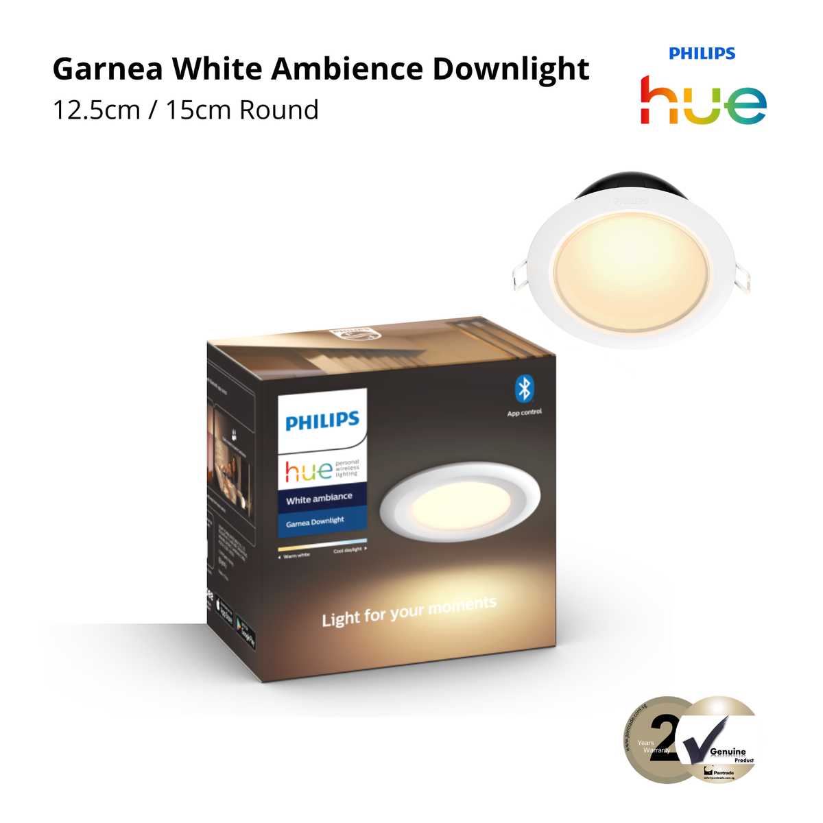 Philips Hue Garnea Bluetooth White Ambiance Downlight