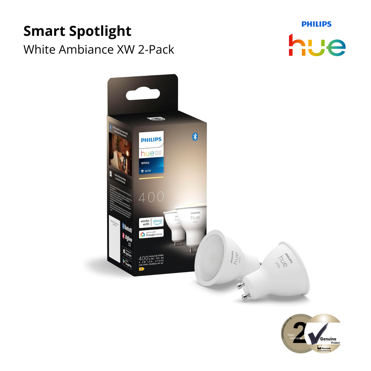 Philips Hue White Ambiance Smart Spotlight (2-pack)