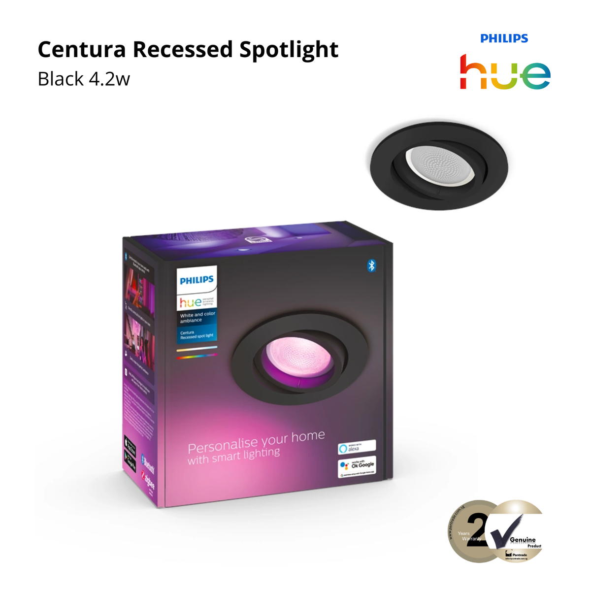 Philips Centura Hue Recessed Spotlight Black