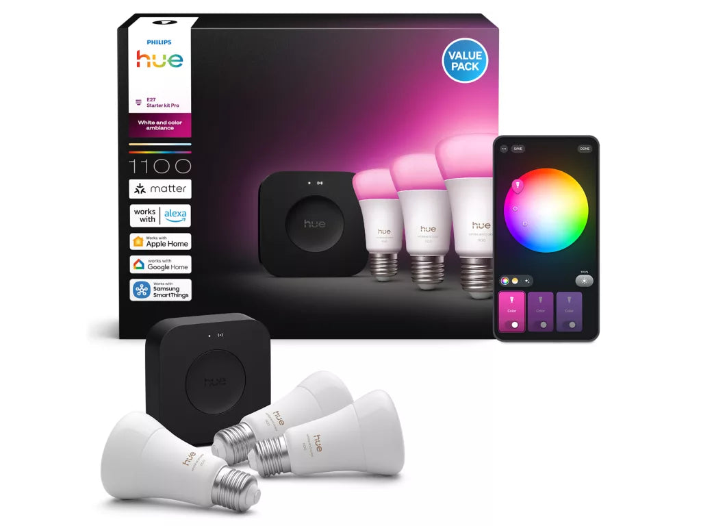Starter kit: 3 E27 color-capable bulbs + Bridge Pro