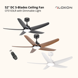 Gloxon 52" DC 5-Blades Downrod Ceiling Fan with LED Light CF5103 LR