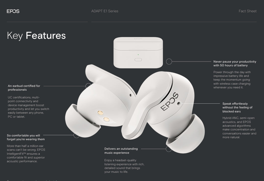EPOS ADAPT E1 Wireless In-Ear Headset
