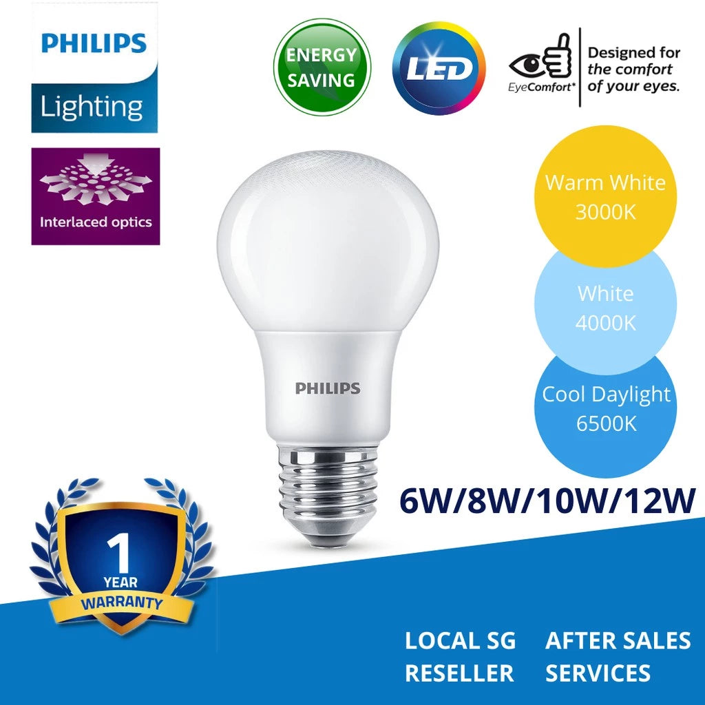 Philips LED Bulb E27 6W/8W/10W/12W Warm White, Cool White, Daylight