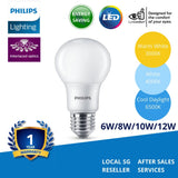 Philips LED Bulb E27 6W/8W/10W/12W Warm White, Cool White, Daylight