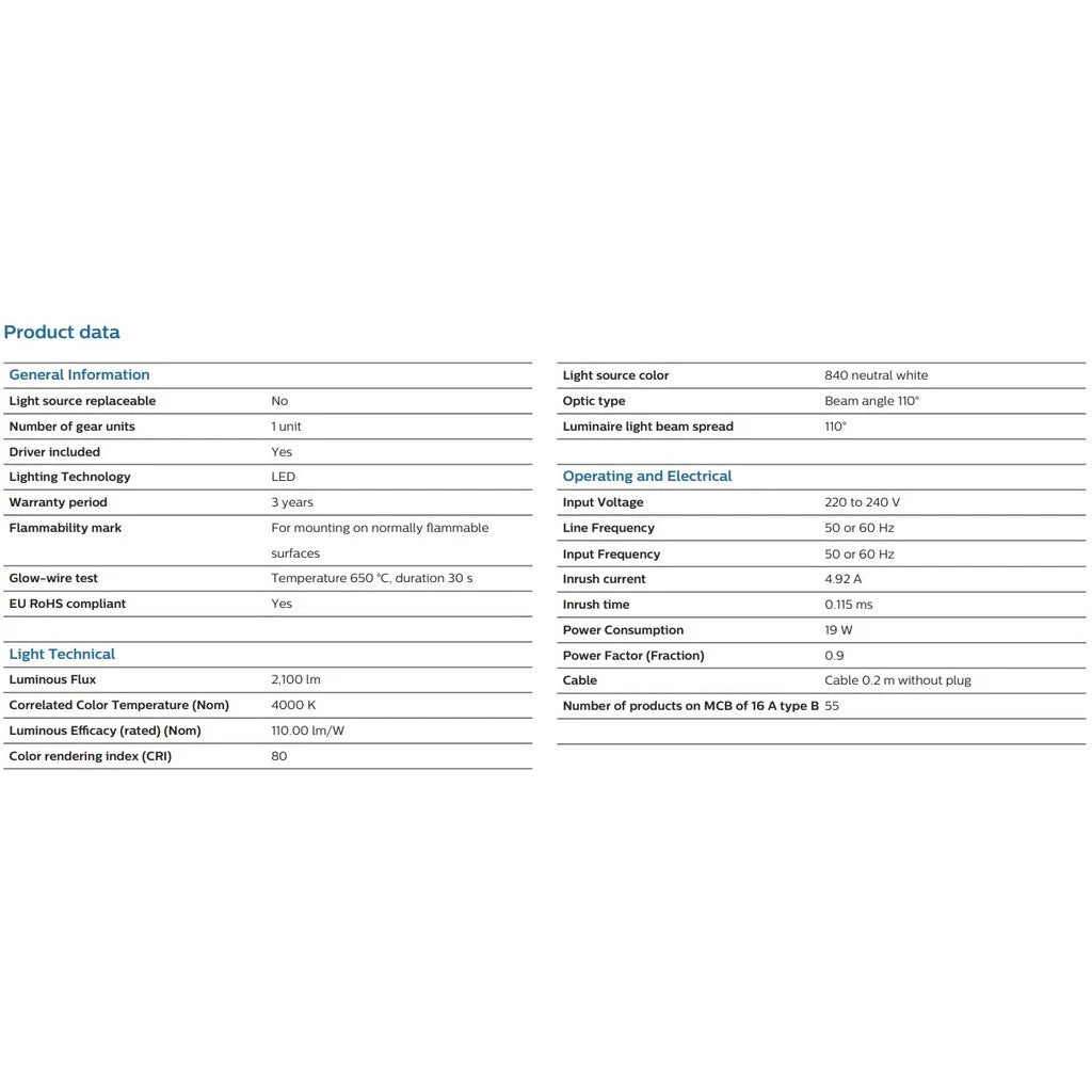 Philips Essential SmartBright LED Downlight DN027B G3 - 19W, 2100 lm, 4000K