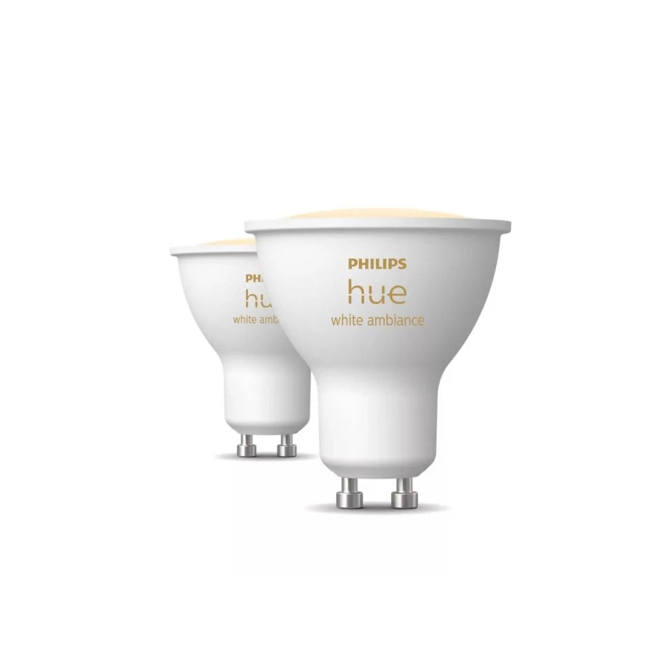 Philips Hue White Ambiance GU10 400 Lumen Smart Spotlight 1/2-Pack