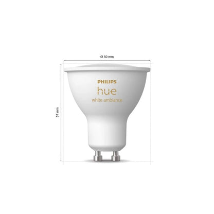 Philips Hue White Ambiance GU10 400 Lumen Smart Spotlight 1/2-Pack