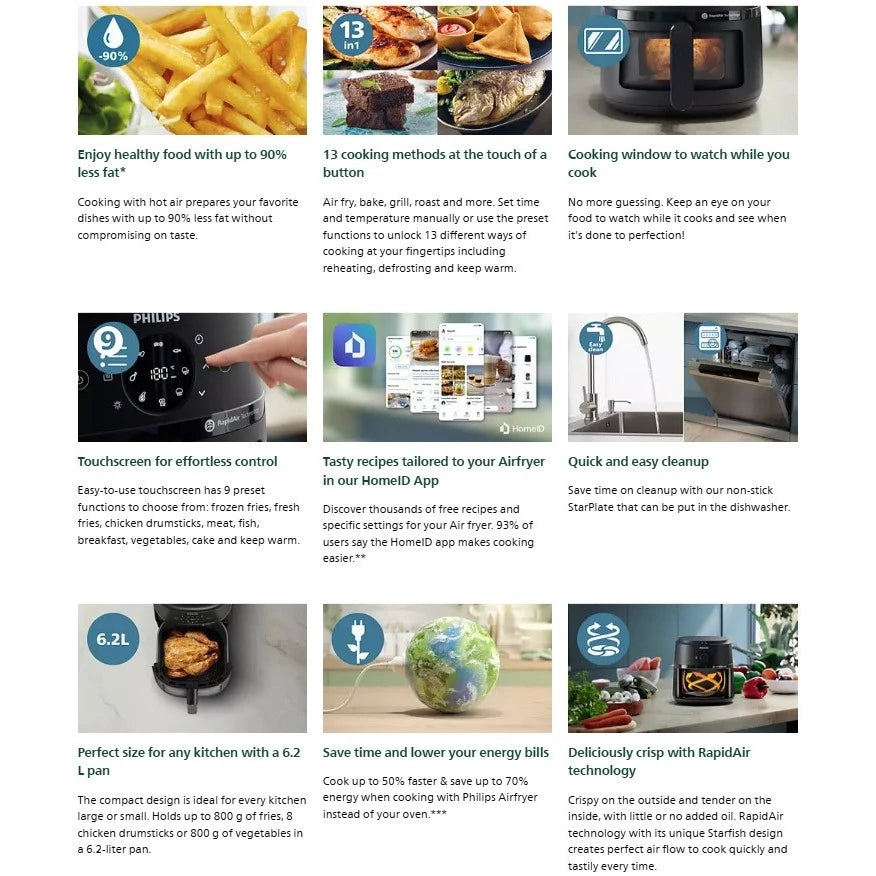 飞利浦空气炸锅 2000 系列 6.2 升（银色）NA231/09