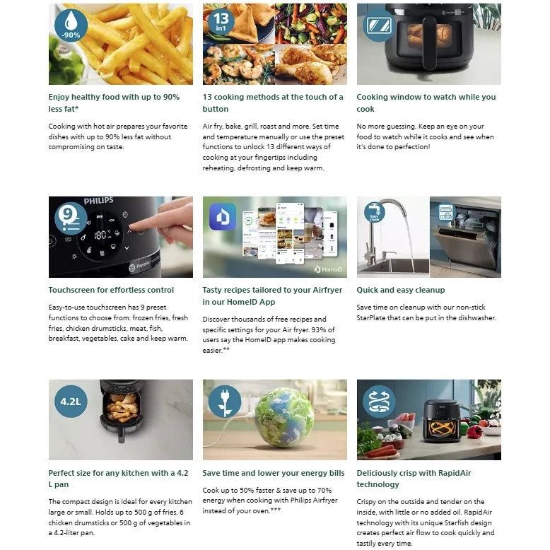 飞利浦 4.2升 13合1 数字视窗空气炸锅 2000系列 NA221/09