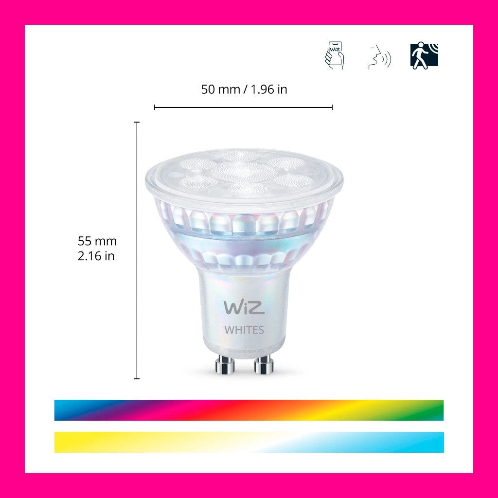 WiZ Smart Spotlight Wi-Fi BLE 50W GU10 GLASS 927-65 Tunable White
