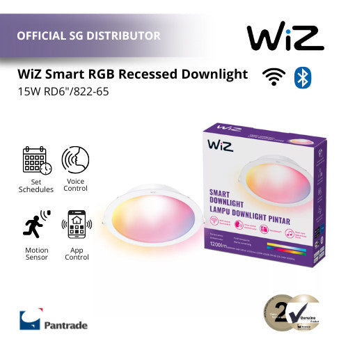 WiZ Smart Recessed Downlight RGB/15W RD6"/822-65