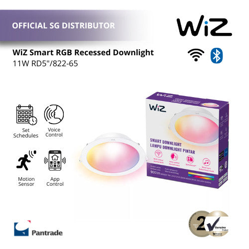 WiZ Smart Recessed Downlight RGB/11W RD5"/822-65